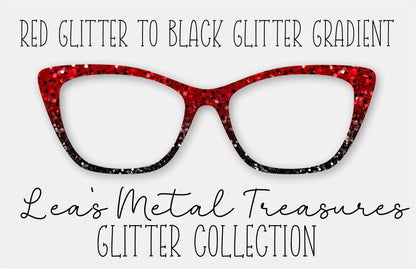 Red Glitter to Black Glitter Gradient Eyewear Frame Toppers COMES WITH MAGNETS