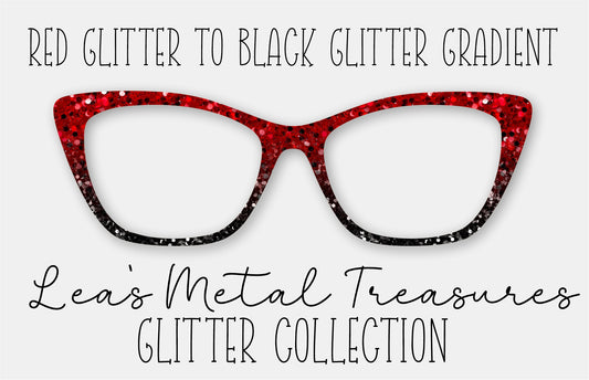 Red Glitter to Black Glitter Gradient Eyewear Frame Toppers COMES WITH MAGNETS