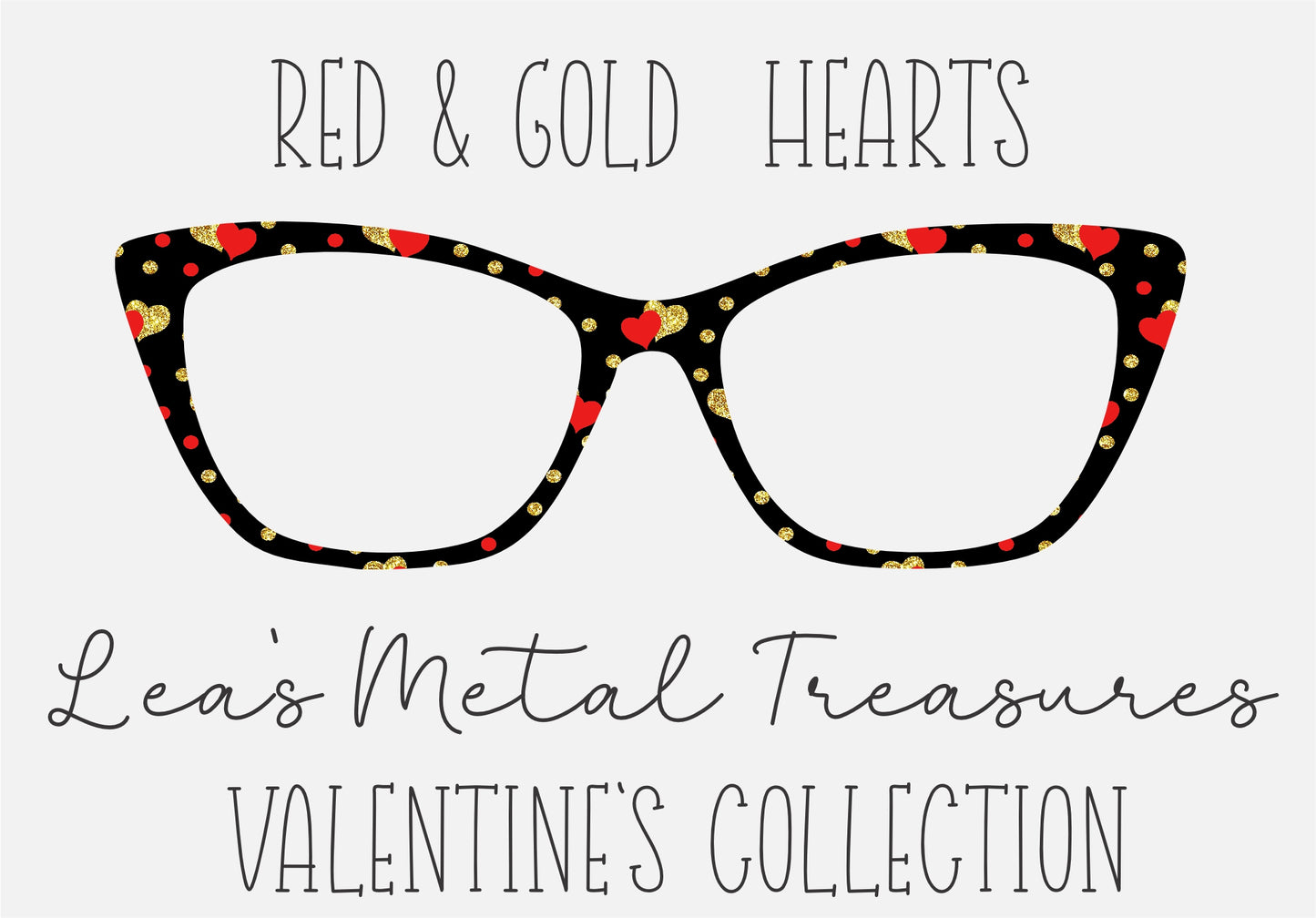 RED GOLD HEARTS Eyewear Frame Toppers COMES WITH MAGNETS