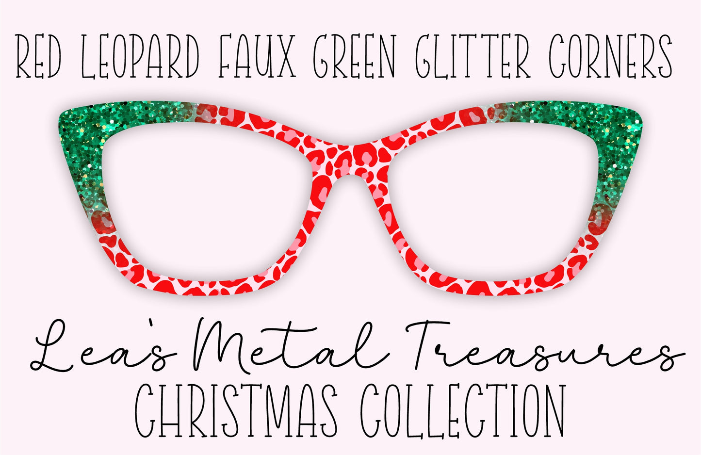 Red Leopard Faux Green Glitter Corners Eyewear Frame Toppers COMES WITH MAGNETS