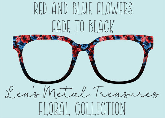 Red and Blue Flowers Fade Eyewear Frame Toppers