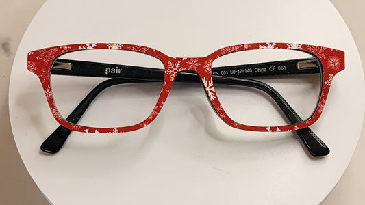 Red Snowflakes Eyewear Frame Toppers COMES WITH MAGNETS