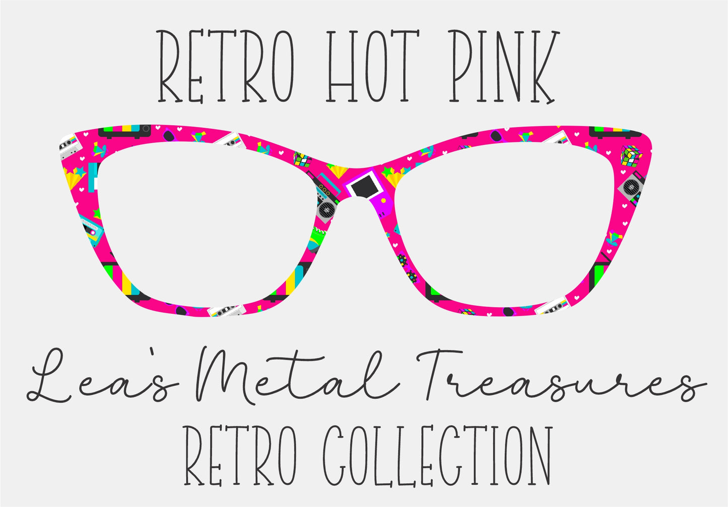 RETRO HOT PINK Eyewear Frame Toppers COMES WITH MAGNETS