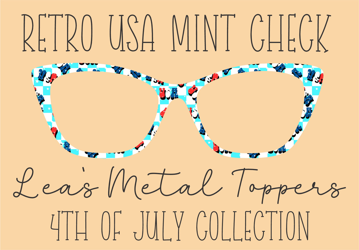 RETRO USA MINT CHECK Eyewear Frame Toppers COMES WITH MAGNETS