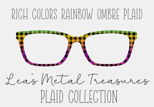RICH COLORS RAINBOW OMBRE PLAID Eyewear Frame Toppers COMES WITH MAGNETS