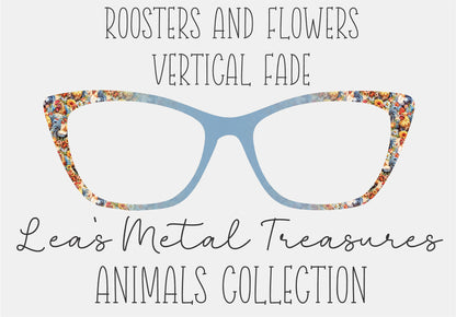ROOSTERS AND FLOWERS VERTICAL FADE Eyewear Frame Toppers COMES WITH MAGNETS