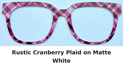 RUSTIC CRANBERRY PLAID Eyewear Frame Toppers SEPTEMBER 2026 TOPPER OF THE MONTH