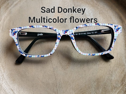 SAD DONKEY MULTICOLOR FLOWERS Eyewear Frame Toppers COMES WITH MAGNETS