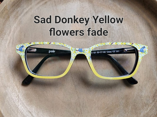 SAD DONKEY YELLOW FLOWERS FADE Eyewear Frame Toppers COMES WITH MAGNETS