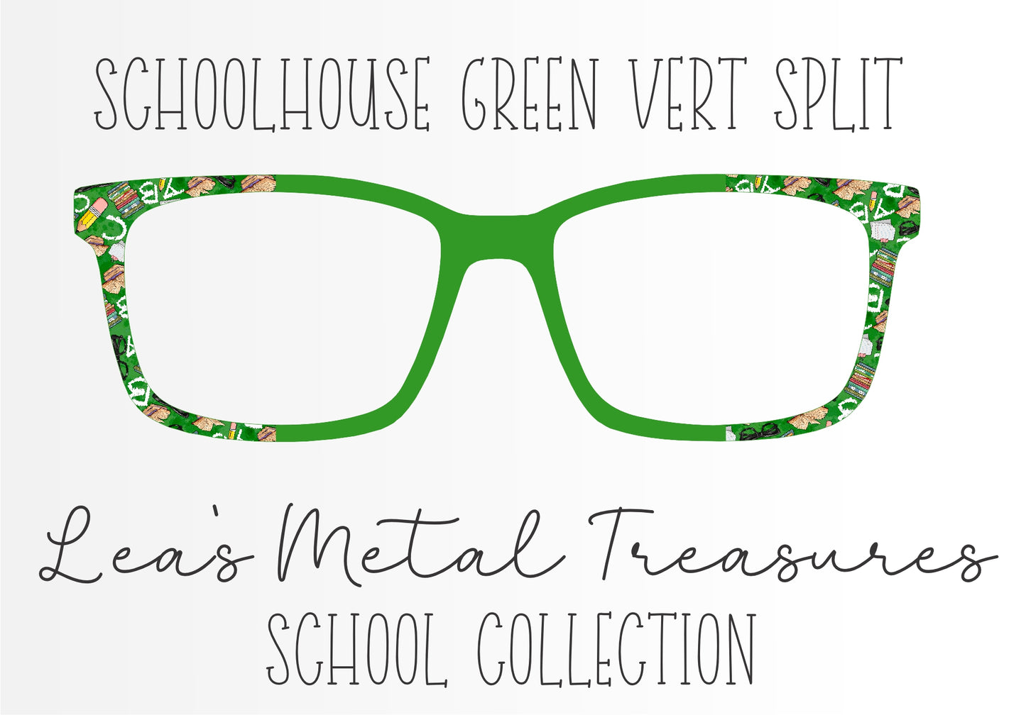 SCHOOLHOUSE GREEN VERT SPLIT Eyewear Frame Toppers COMES WITH MAGNETS