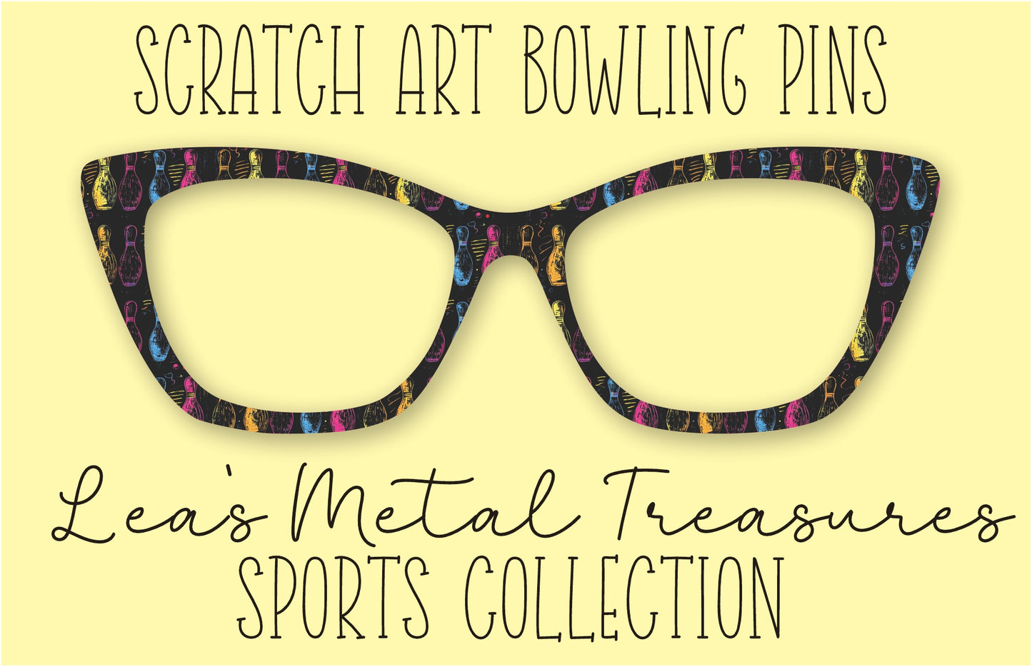 Scratch Art Bowling Pins Eyewear Frame Toppers COMES WITH MAGNETS