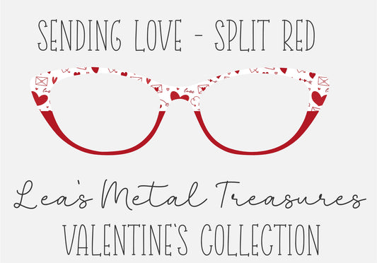 SENDING LOVE SPLIT RED Eyewear Frame Toppers COMES WITH MAGNETS