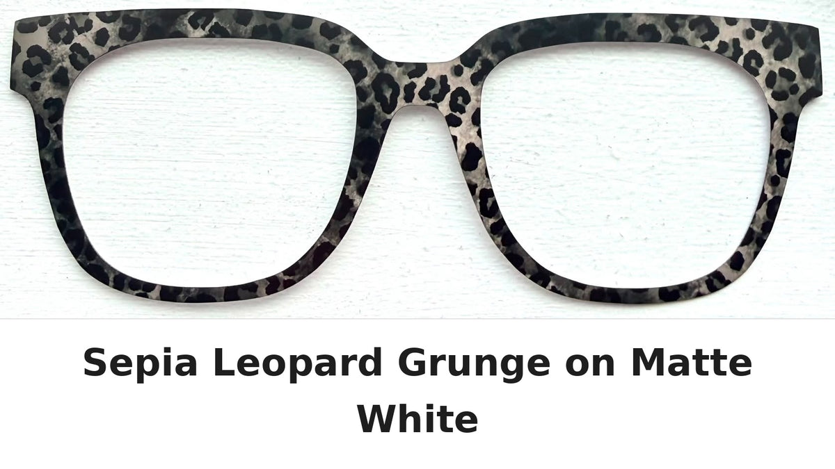 Sepia Leopard Grunge Eyewear Frame Toppers