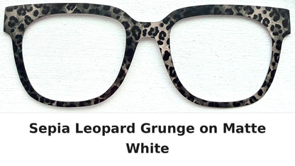 Sepia Leopard Grunge Eyewear Frame Toppers