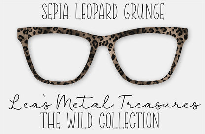 Sepia Leopard Grunge Eyewear Frame Toppers