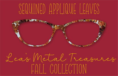 Sequined Applique Leaves Eyewear Frame Toppers COMES WITH MAGNETS