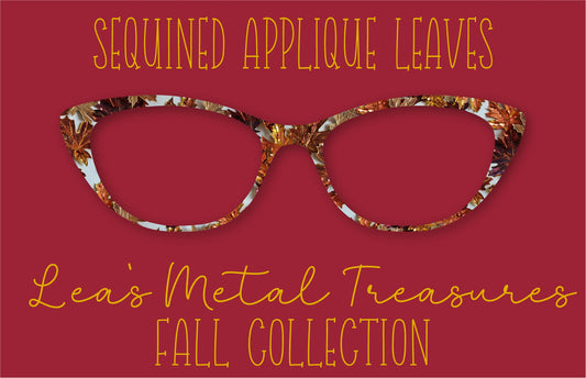 Sequined Applique Leaves Eyewear Frame Toppers COMES WITH MAGNETS