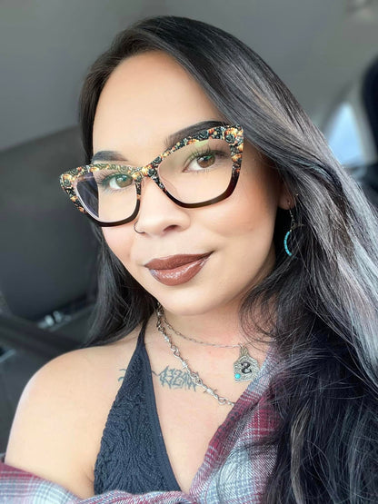 Moody Pumpkin Check Eyewear Frame Toppers COMES WITH MAGNETS