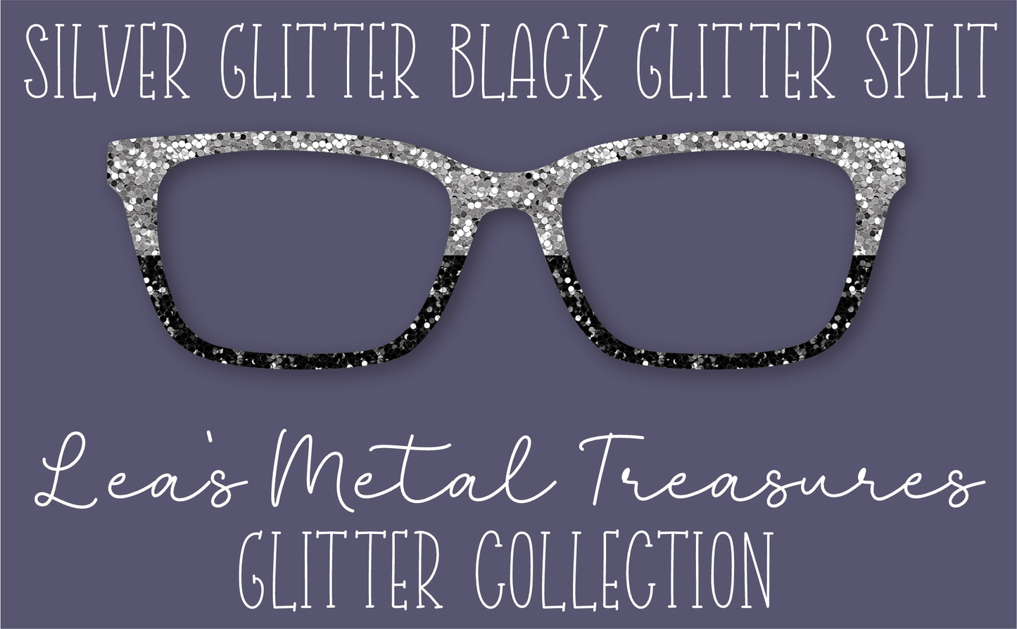 SILVER GLITTER BLACK GLITTER SPLIT Eyewear Frame Toppers COMES WITH MAGNETS