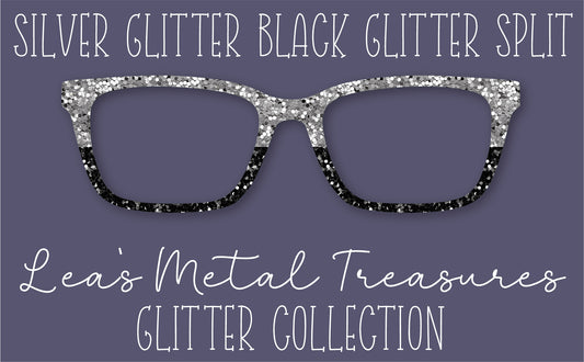 SILVER GLITTER BLACK GLITTER SPLIT Eyewear Frame Toppers COMES WITH MAGNETS