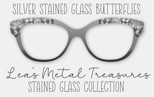 Silver Stained Glass Butterflies Eyewear Frame Toppers