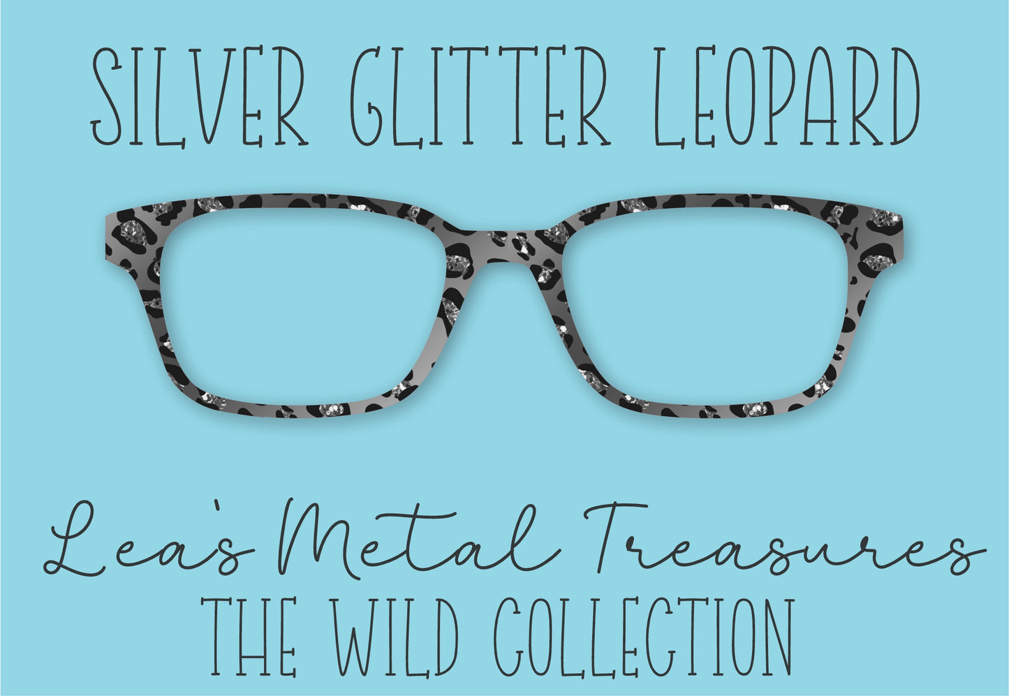 Silver Glitter Leopard Eyewear Frame Toppers COMES WITH MAGNETS