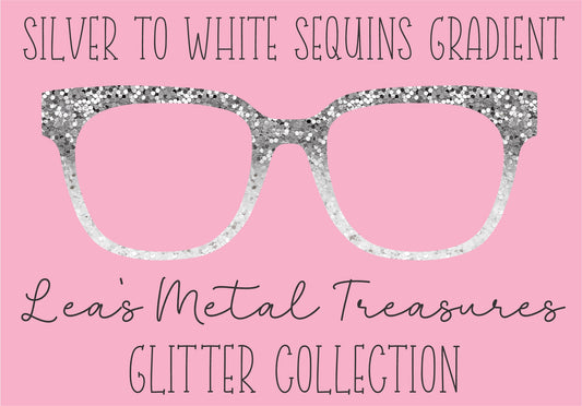 SILVER TO WHITE SEQUINS GRADIENT Eyewear Frame Toppers COMES WITH MAGNETS