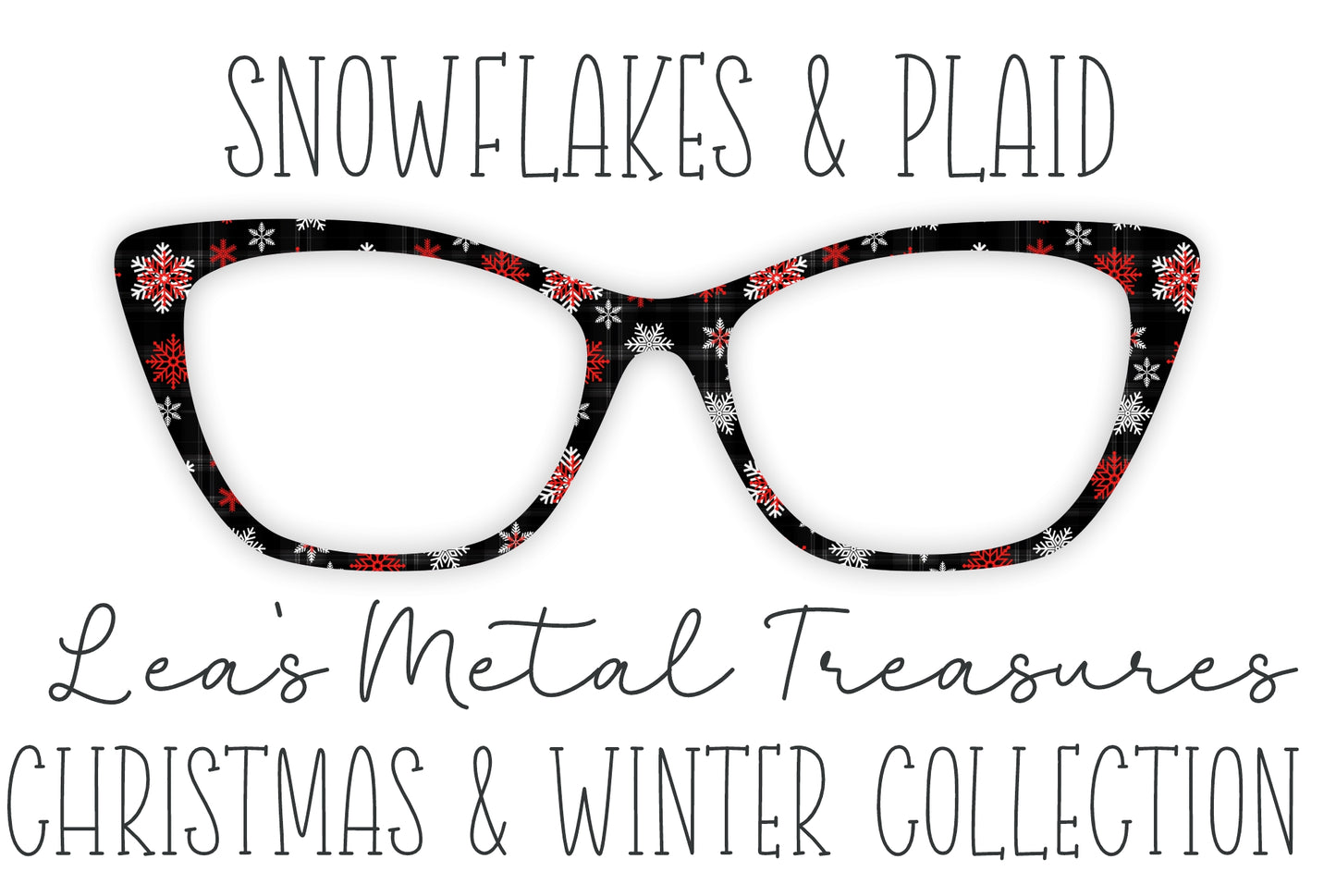 Snowflakes and Plaid Eyewear Frame Toppers COMES WITH MAGNETS