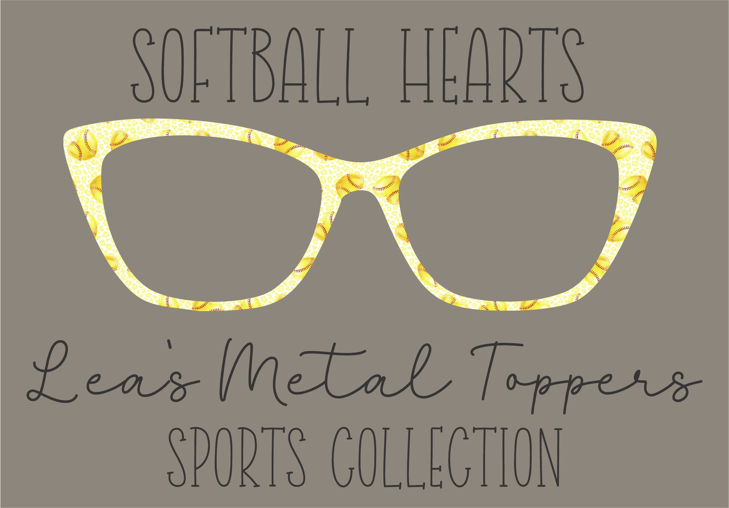 SOFTBALL HEARTS Eyewear Frame Toppers COMES WITH MAGNETS