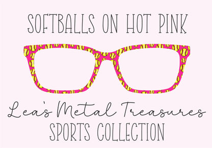 SOFTBALLS ON HOT PINK Eyewear Frame Toppers COMES WITH MAGNETS