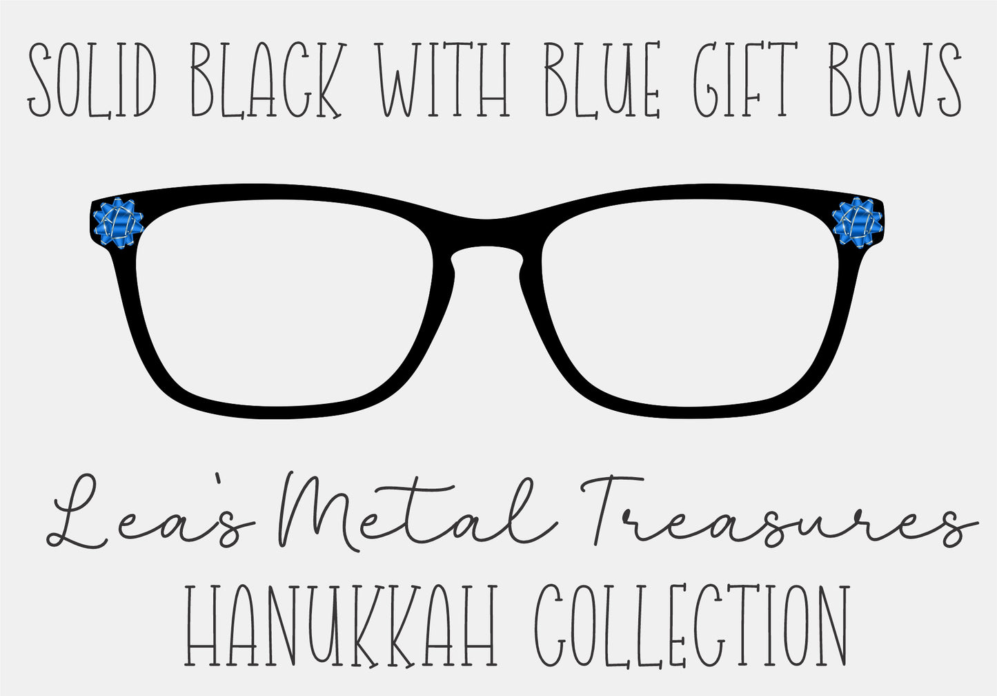 SOLID BLACK WITH BLUE GIFT BOWS Eyewear Frame Toppers COMES WITH MAGNETS