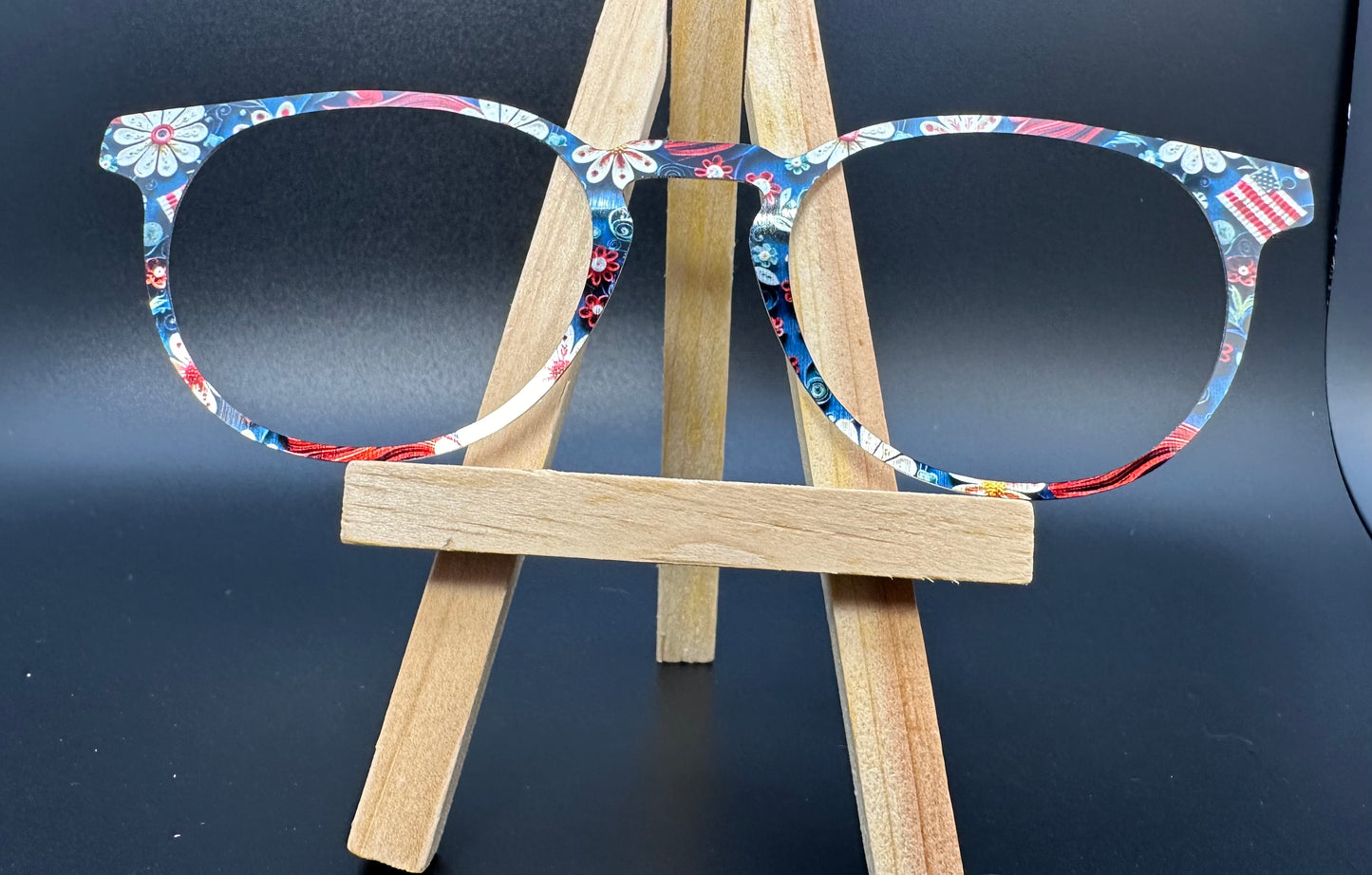 READY TO SHIP SONORA PAPER QUILLED 4TH OF JULY FLORAL ON BRUSHED SILVER Eyewear Frame Topper