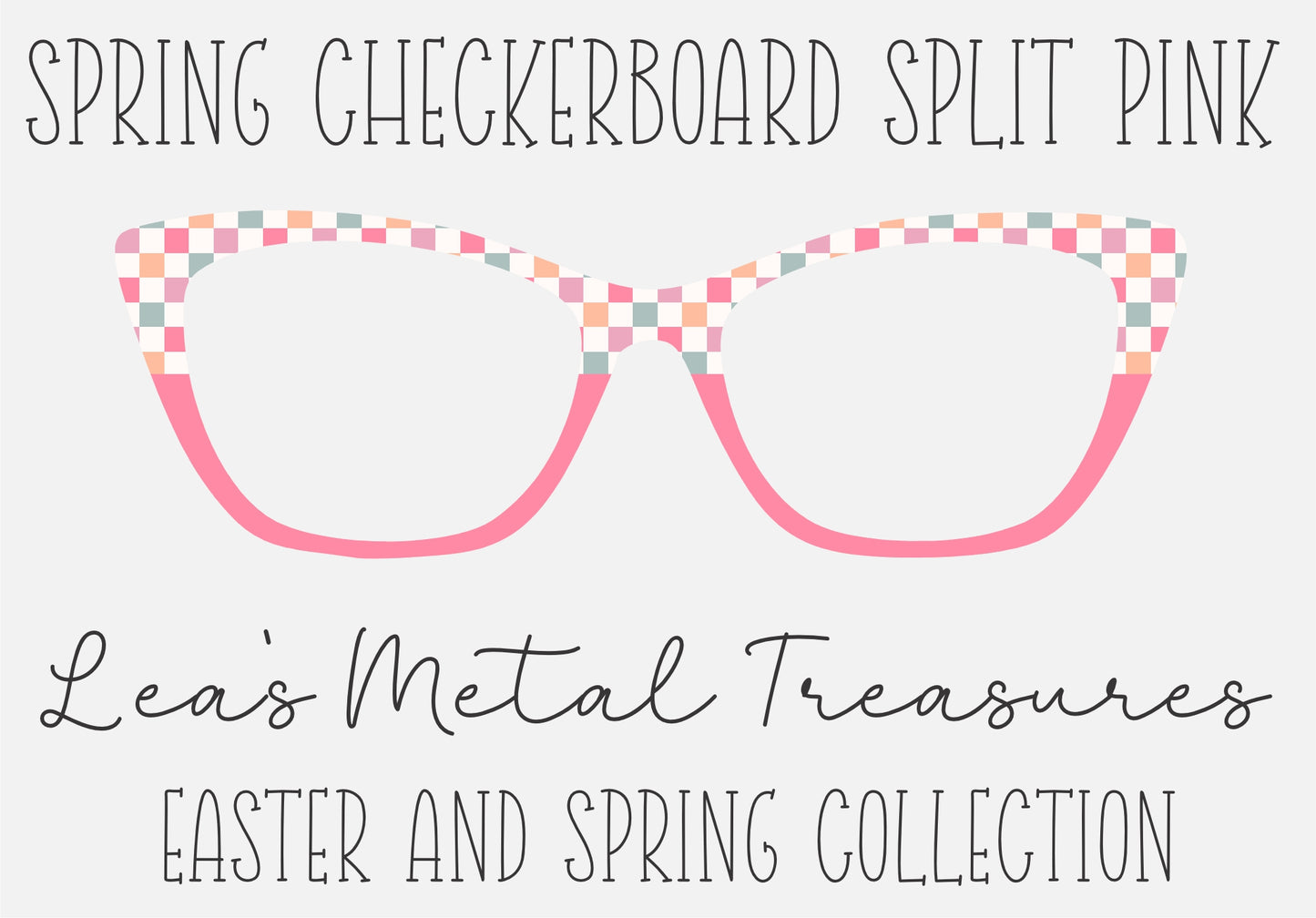 SPRING CHECKERBOARD SPLIT PINK Eyewear Frame Toppers COMES WITH MAGNETS