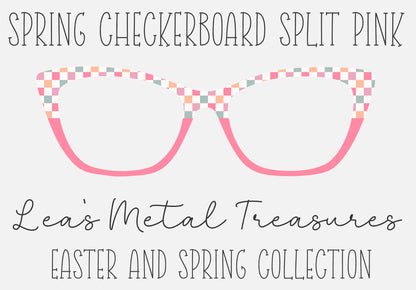 SPRING CHECKERBOARD SPLIT PINK Eyewear Frame Toppers COMES WITH MAGNETS