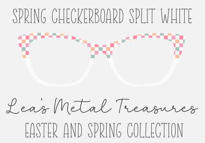 SPRING CHECKERBOARD SPLIT WHITE Eyewear Frame Toppers COMES WITH MAGNETS