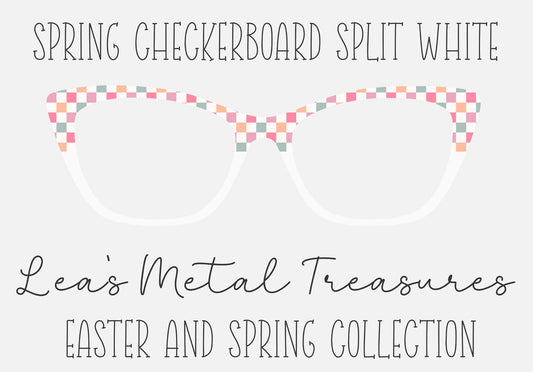 SPRING CHECKERBOARD SPLIT WHITE Eyewear Frame Toppers COMES WITH MAGNETS