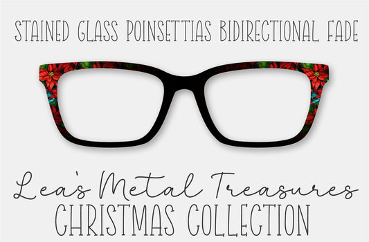 Stained Glass Poinsettias Bidirectional Fade Eyewear Frame Toppers COMES WITH MAGNETS