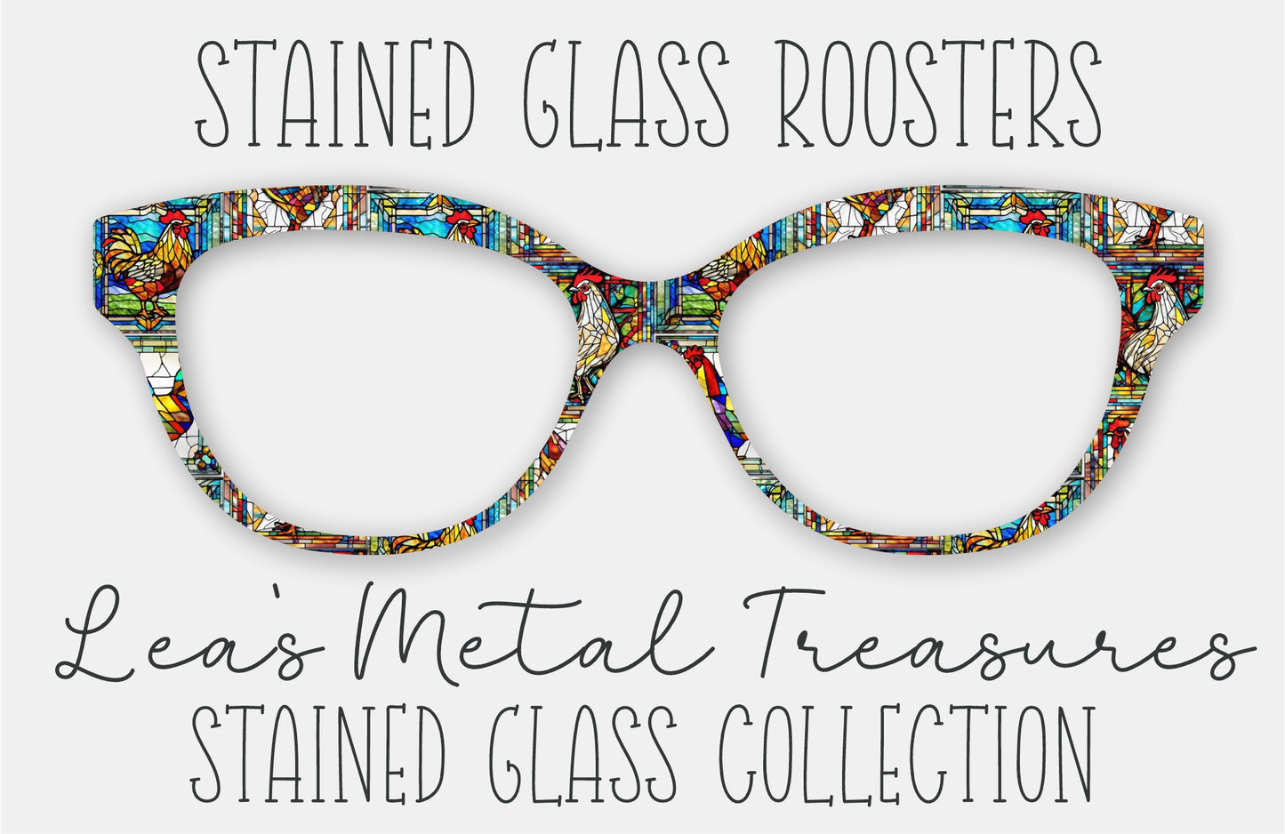 Stained Glass Roosters Eyewear Frame Toppers COMES WITH MAGNETS