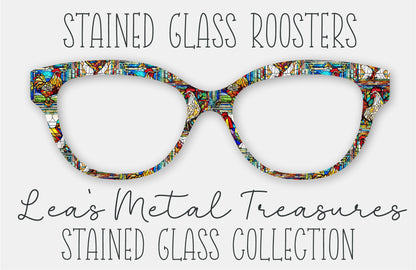 Stained Glass Roosters Eyewear Frame Toppers COMES WITH MAGNETS