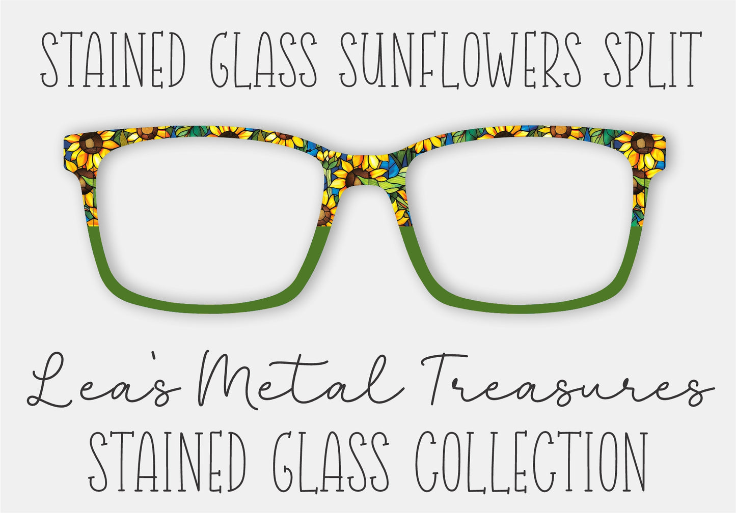 Stained Glass Sunflowers Split Eyewear Frame Toppers COMES WITH MAGNETS