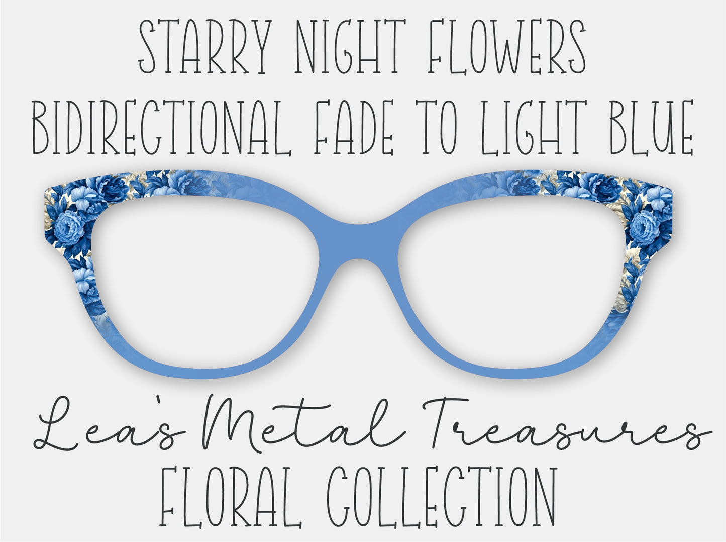 Starry Night Flowers BiDirectional Fade to Light Blue • Magnetic Eyeglasses Toppers