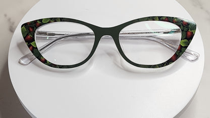 Strawberries Vertical Fade to Dark Green Eyewear Toppers COMES WITH MAGNETS