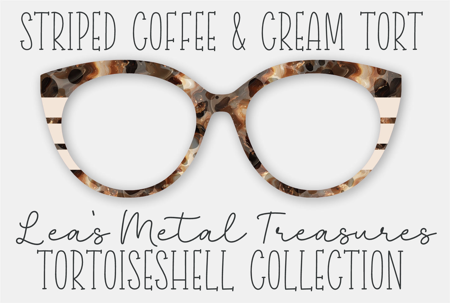 Striped Coffee Cream Tort Eyewear Frame Toppers