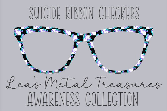 Suicide Ribbon Checkers Eyewear Frame Toppers COMES WITH MAGNETS