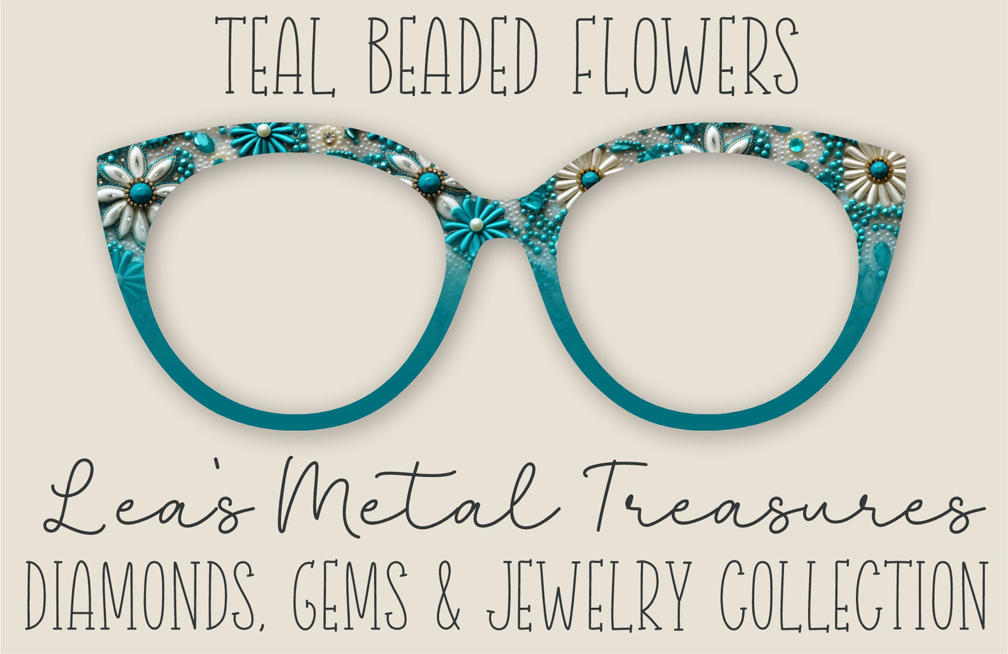 Teal Beaded Flowers • Magnetic Eyeglasses Toppers