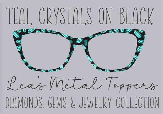 TEAL CRYSTALS ON BLACK Eyewear Frame Toppers COMES WITH MAGNETS