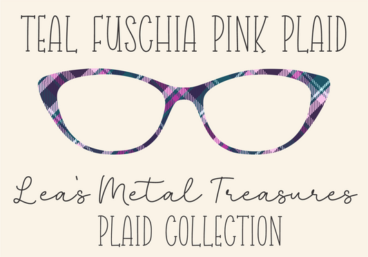 TEAL FUSCHIA PINK PLAID Eyewear Frame Toppers COMES WITH MAGNETS