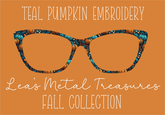 TEAL PUMPKIN EMBROIDERY Eyewear Frame Toppers COMES WITH MAGNETS