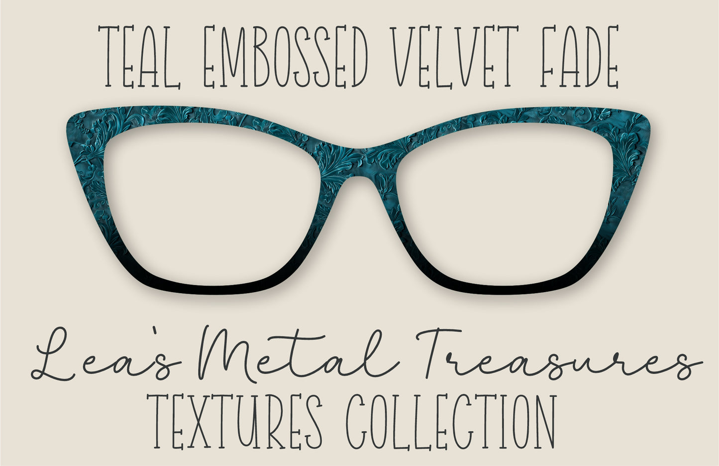 Teal Embossed Velvet Fade Eyewear Frame Toppers COMES WITH MAGNETS