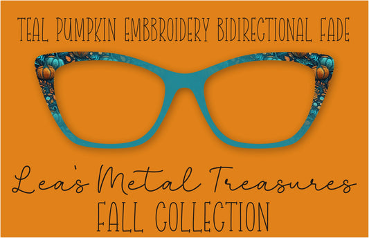 Teal Pumpkin Embroidery BiDirectional Fade Eyewear Frame Toppers COMES WITH MAGNETS